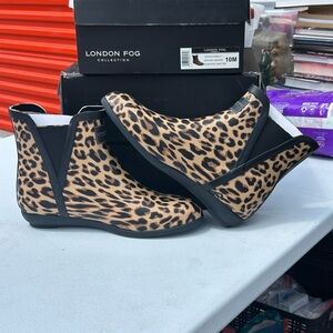 London Fog Piccadilly Leopard Ankle Rain Boots Women’s Size 9M